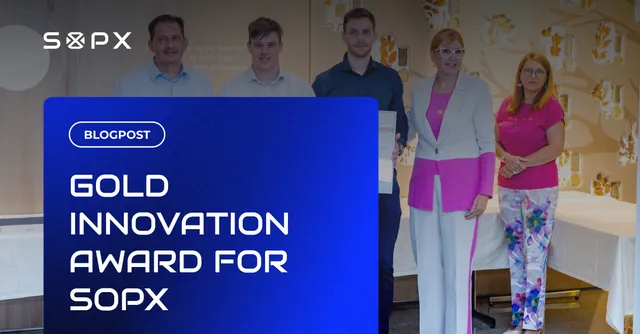SOPX team receiving a gold innovation award from the Slovenian Chamber of Commerce.