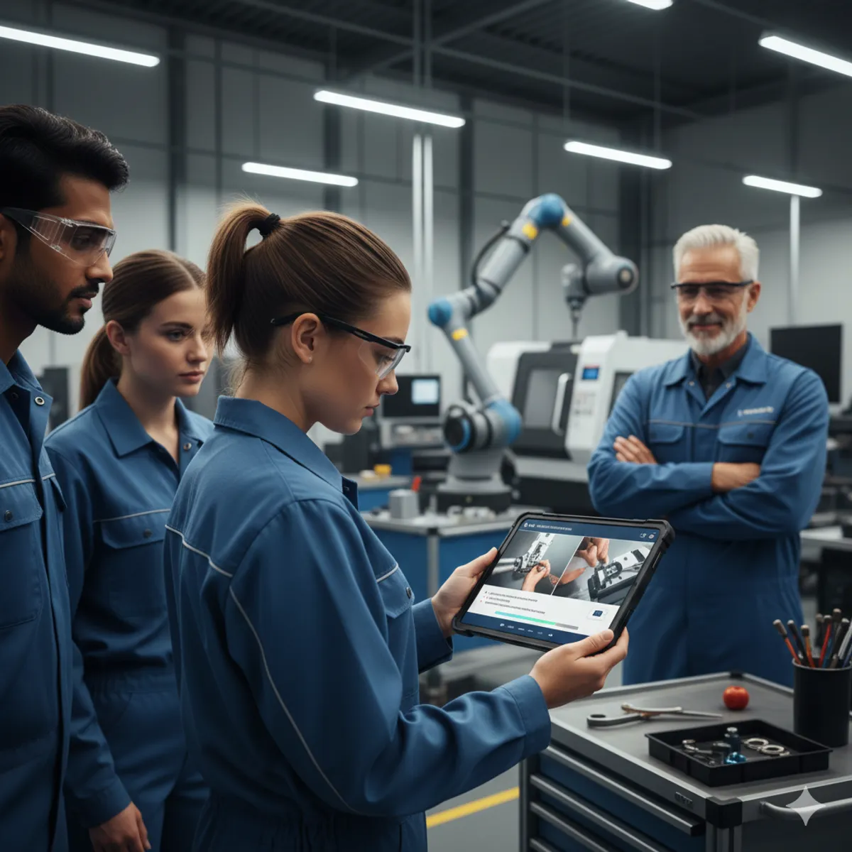 New manufacturing operator learning on the shop floor using digital instructions
