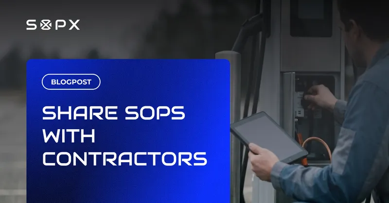 Worker scanning a QR code to view a shared SOP on a phone without a login.
